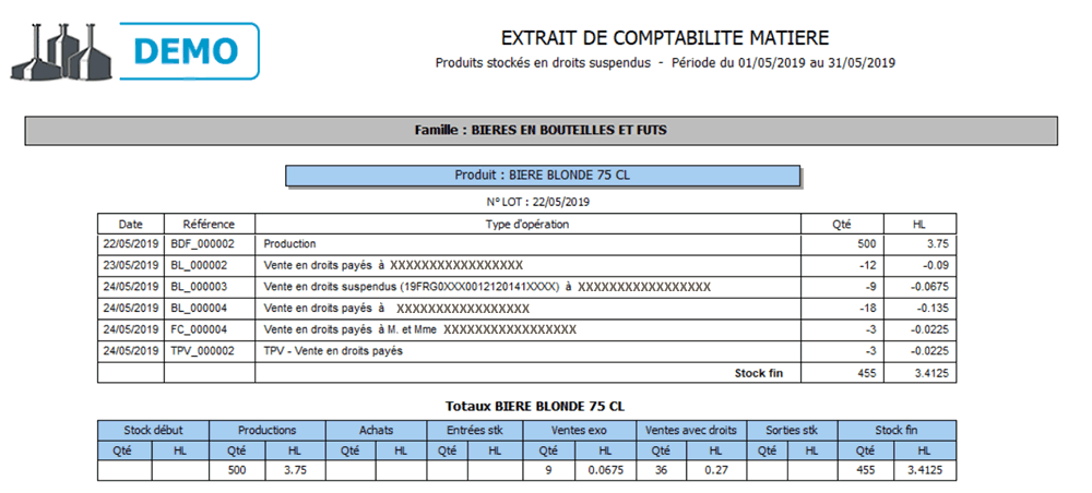 Logiciel de comptabilité matière pour brasserie et microbrasserie